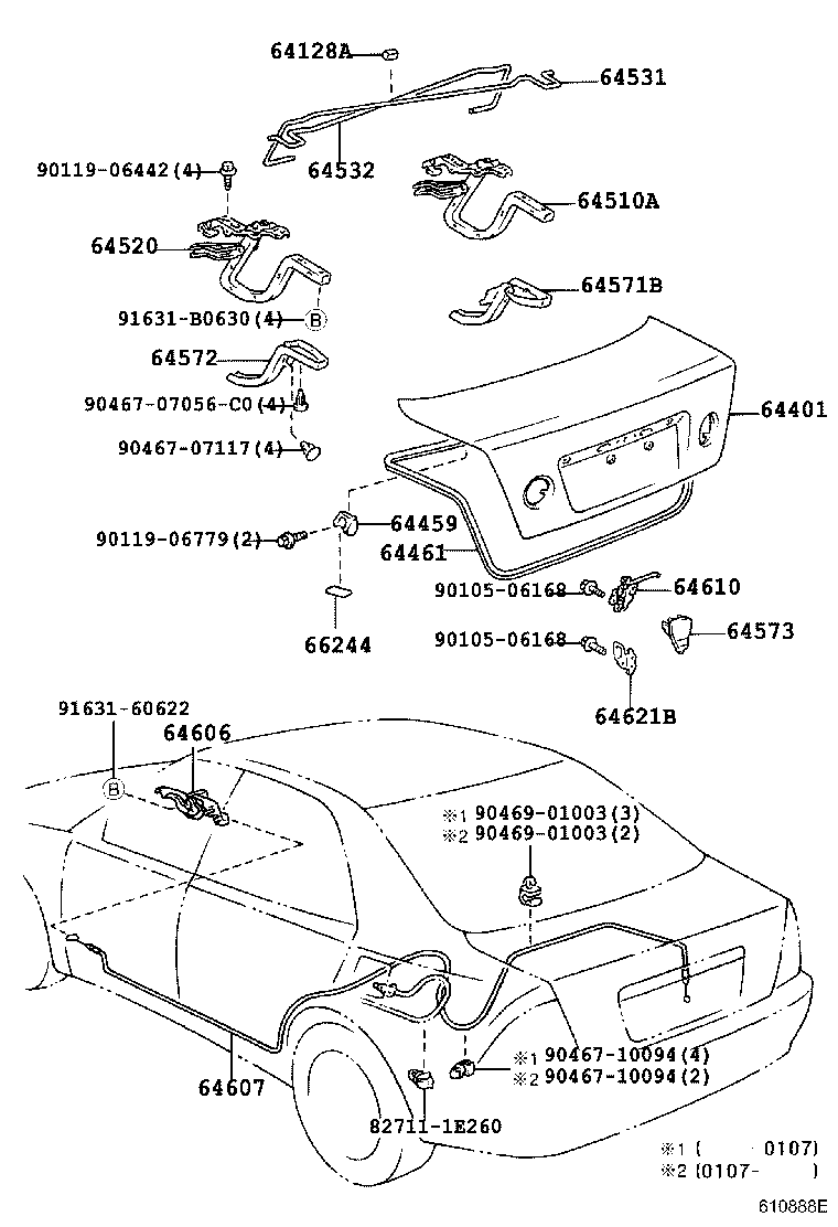 64606-53010 LEVER SUB-ASSY, LUGGAGE DOOR LOCK OPEN product image