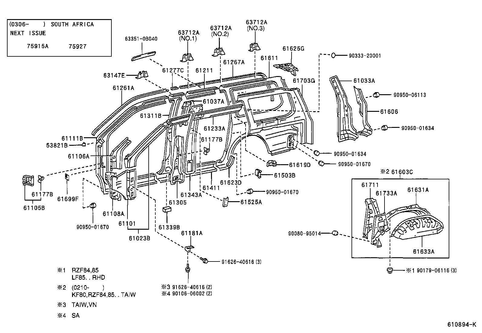 61033-0B060 REINFORCE SUB-ASSY, BACK DOOR OPENING SIDE product image
