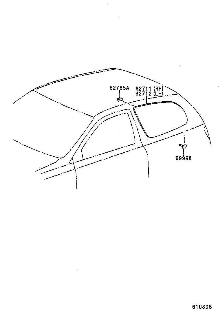 62711-52010 GLASS, QUARTER WINDOW, RH product image