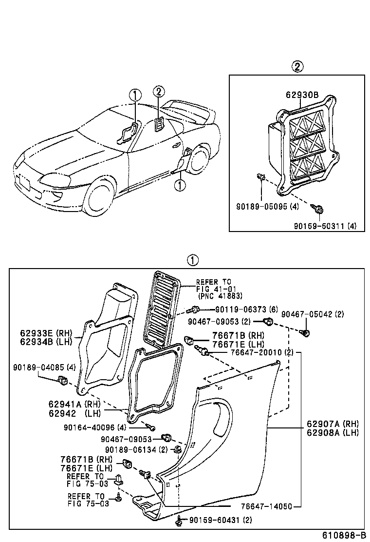 62908-14010-F1 GARNISH SUB-ASSY, QUARTER PANEL AIR INLET, LH product image