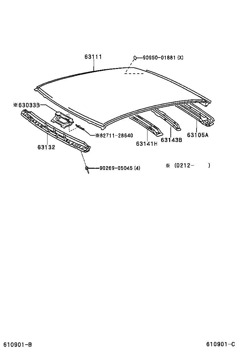 63142-52010 REINFORCEMENT, ROOF PANEL, NO.2 product image