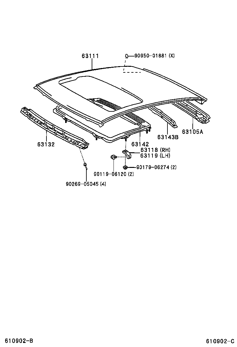 63142-52010 REINFORCEMENT, ROOF PANEL, NO.2 product image