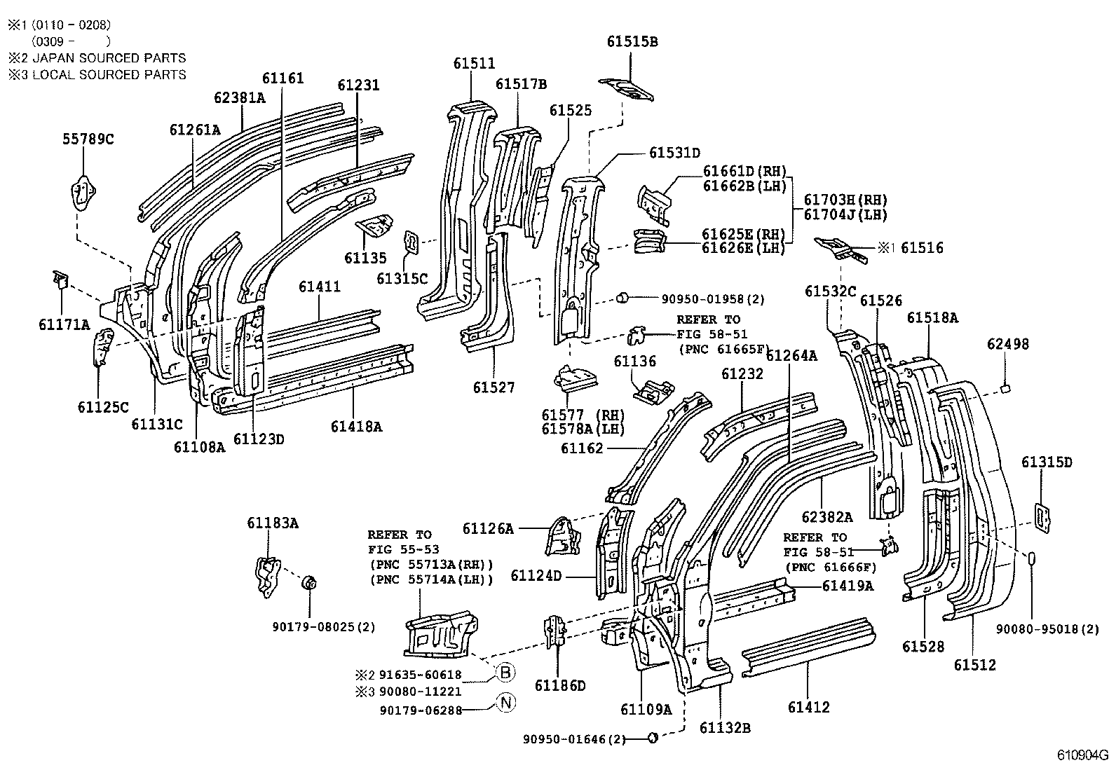 Toyota 61232-0C031 RAIL, ROOF SIDE, INNER LH