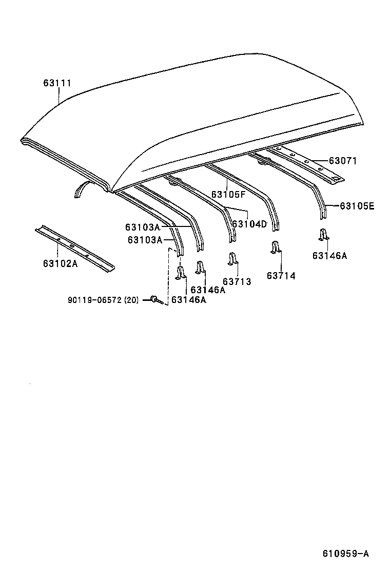 63103-26902 REINFORCEMENT SUB-ASSY, ROOF PANEL product image
