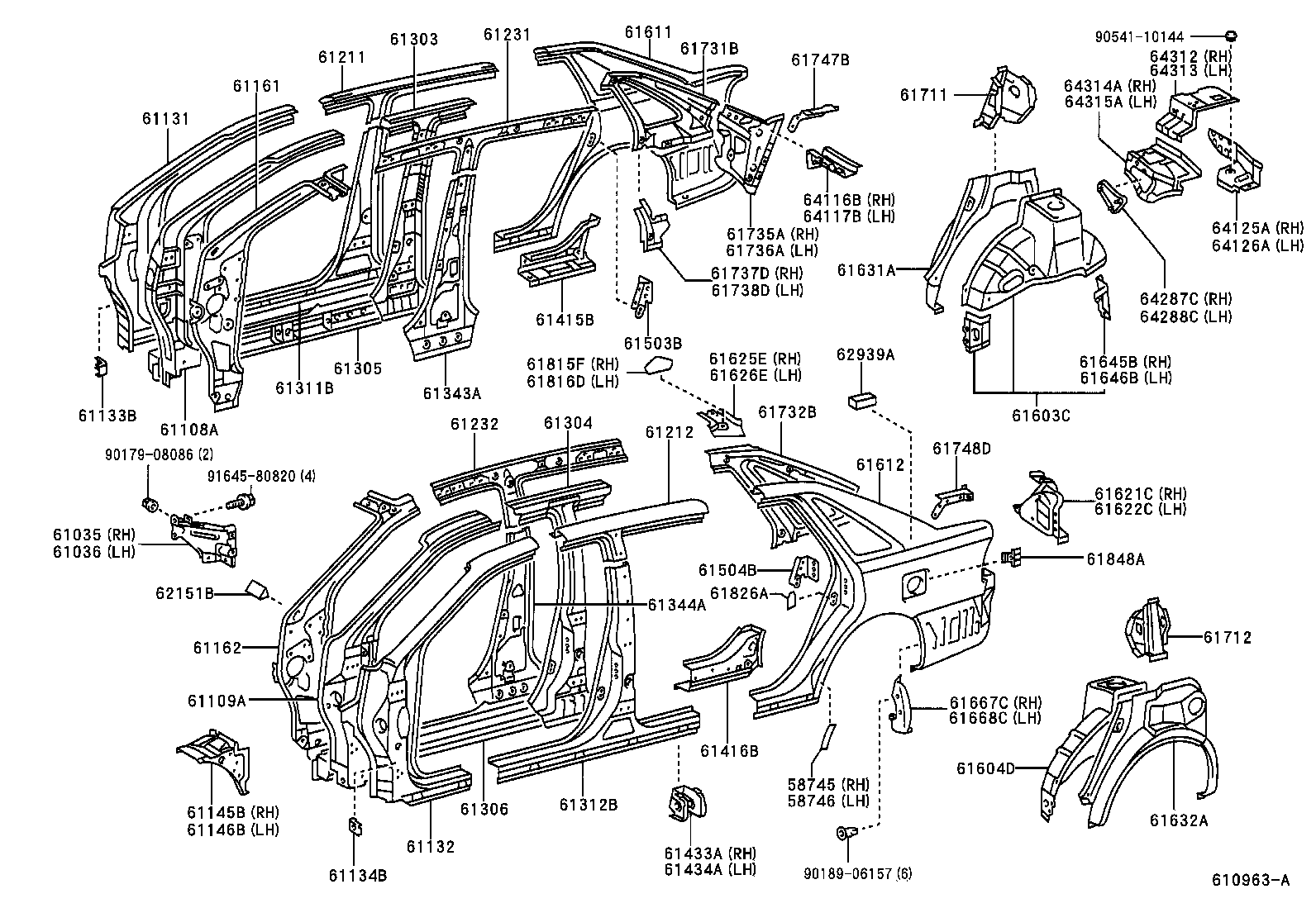 Toyota 61232-AC010 RAIL, ROOF SIDE, INNER LH
