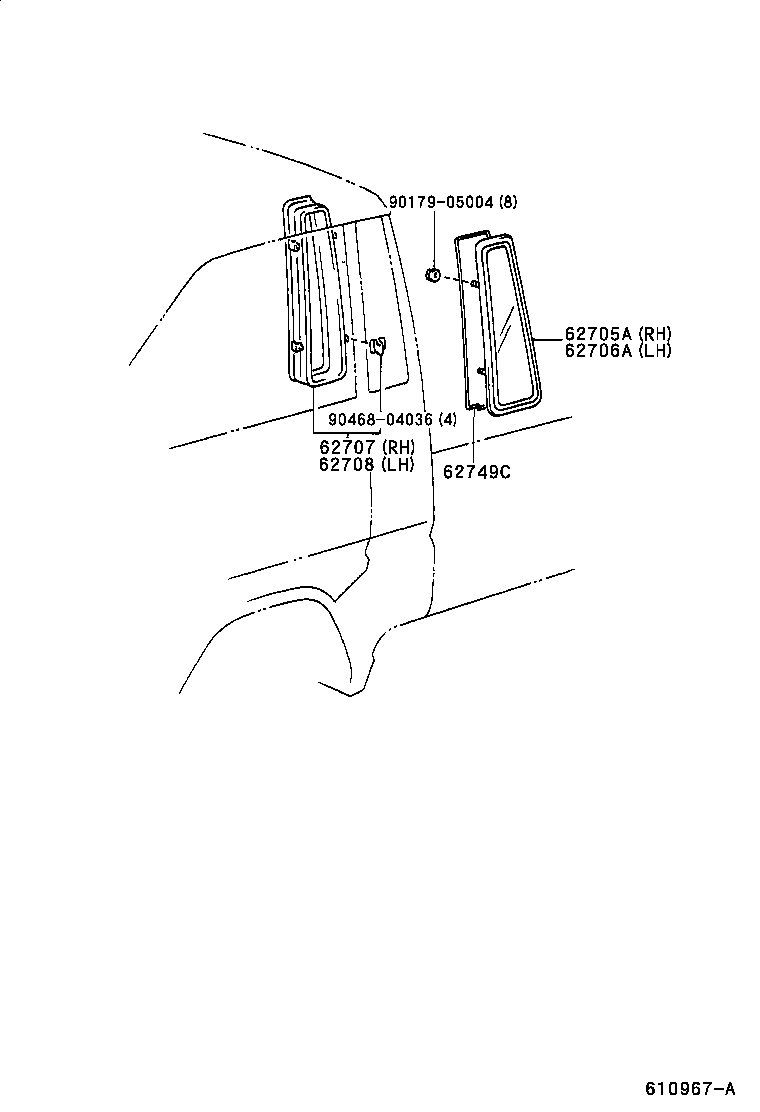 62749-27010 SEAL, QUARTER WINDOW, UPPER product image