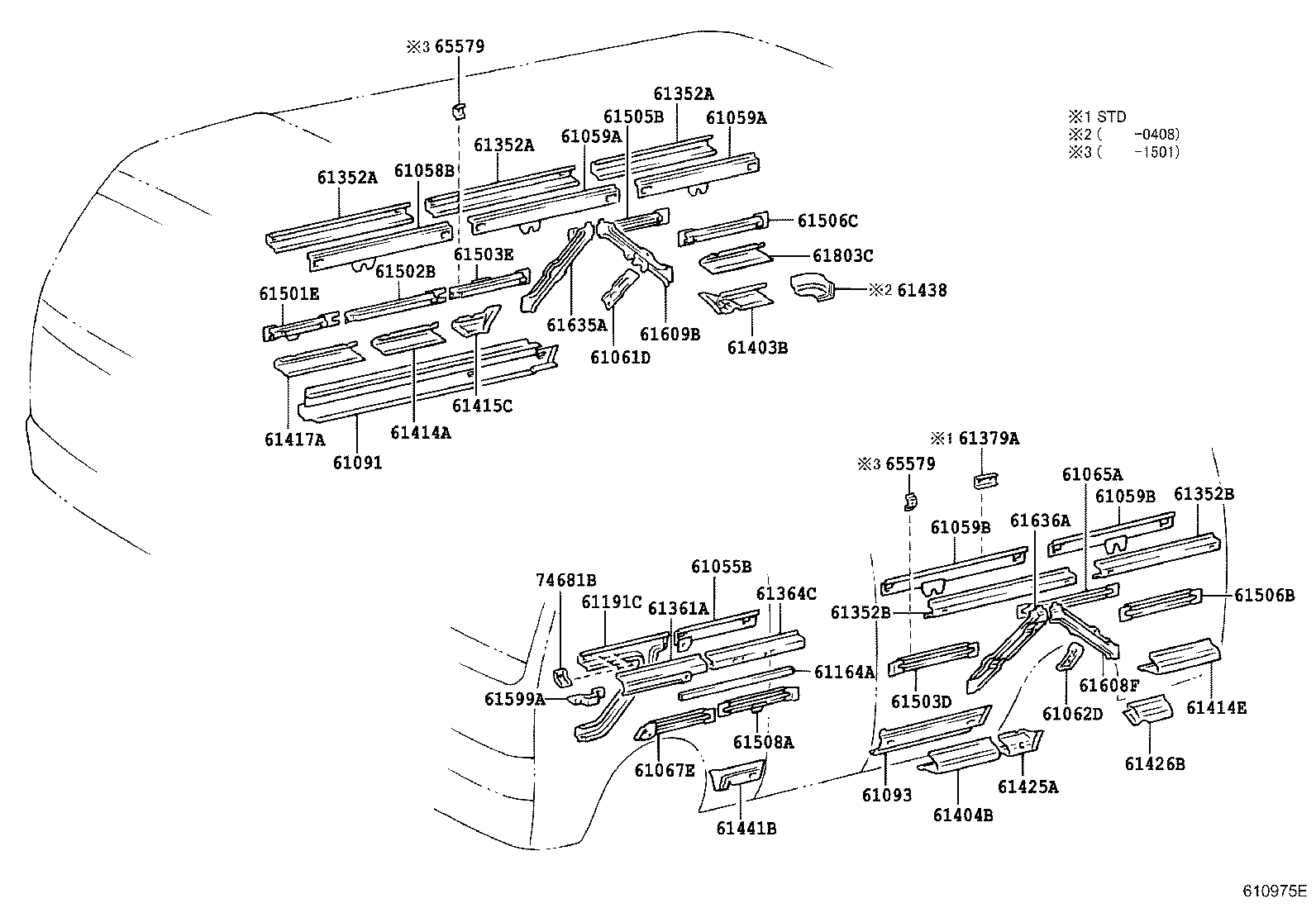 61013-36040 PILLAR SUB-ASSY, NO.3 RH product image