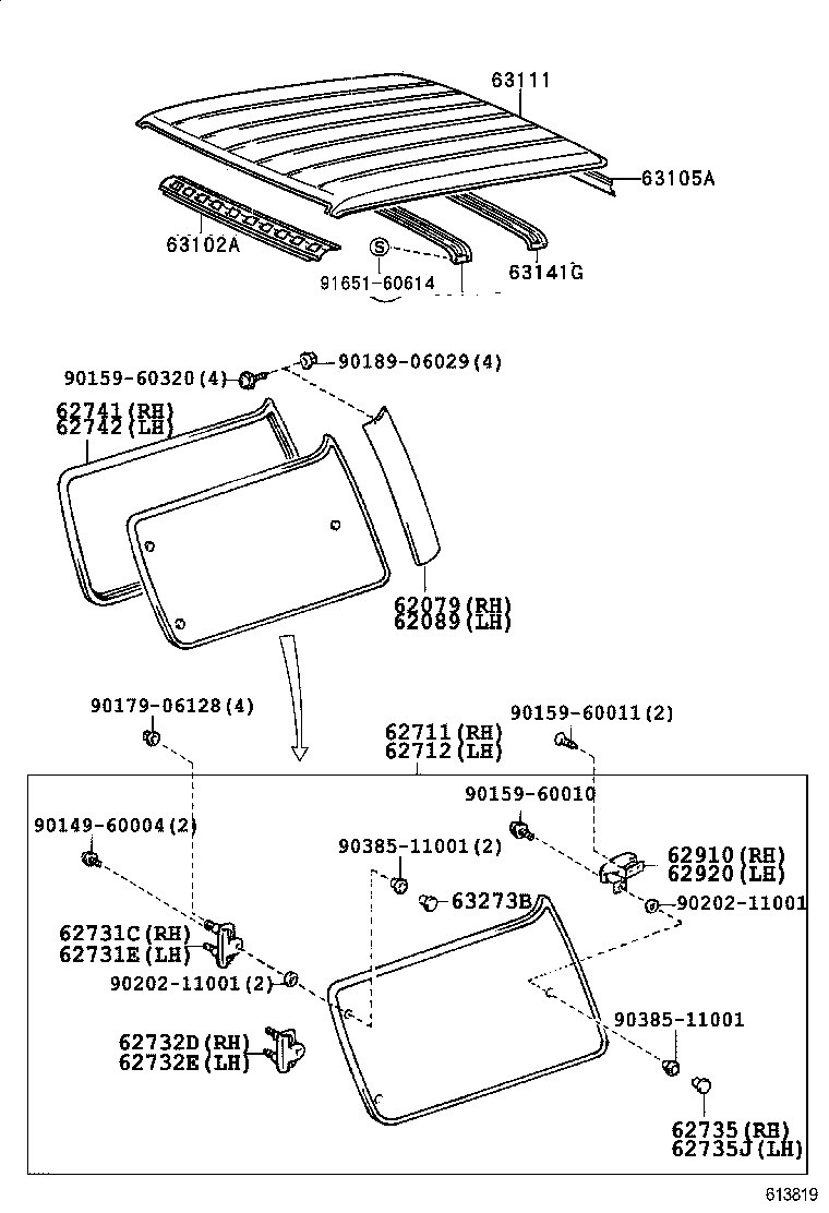 64831-60010 WEATHERSTRIP, BACK WINDOW GLASS product image