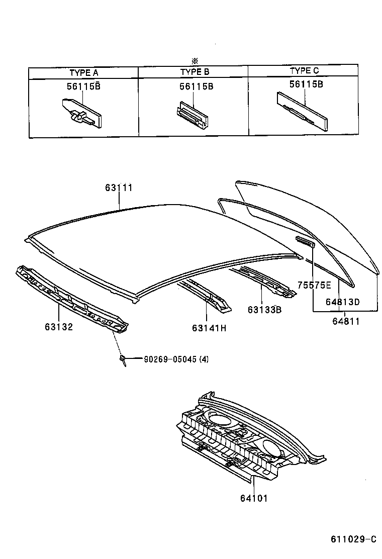 Toyota 64101-52040 PANEL SUB-ASSY, UPPER BACK