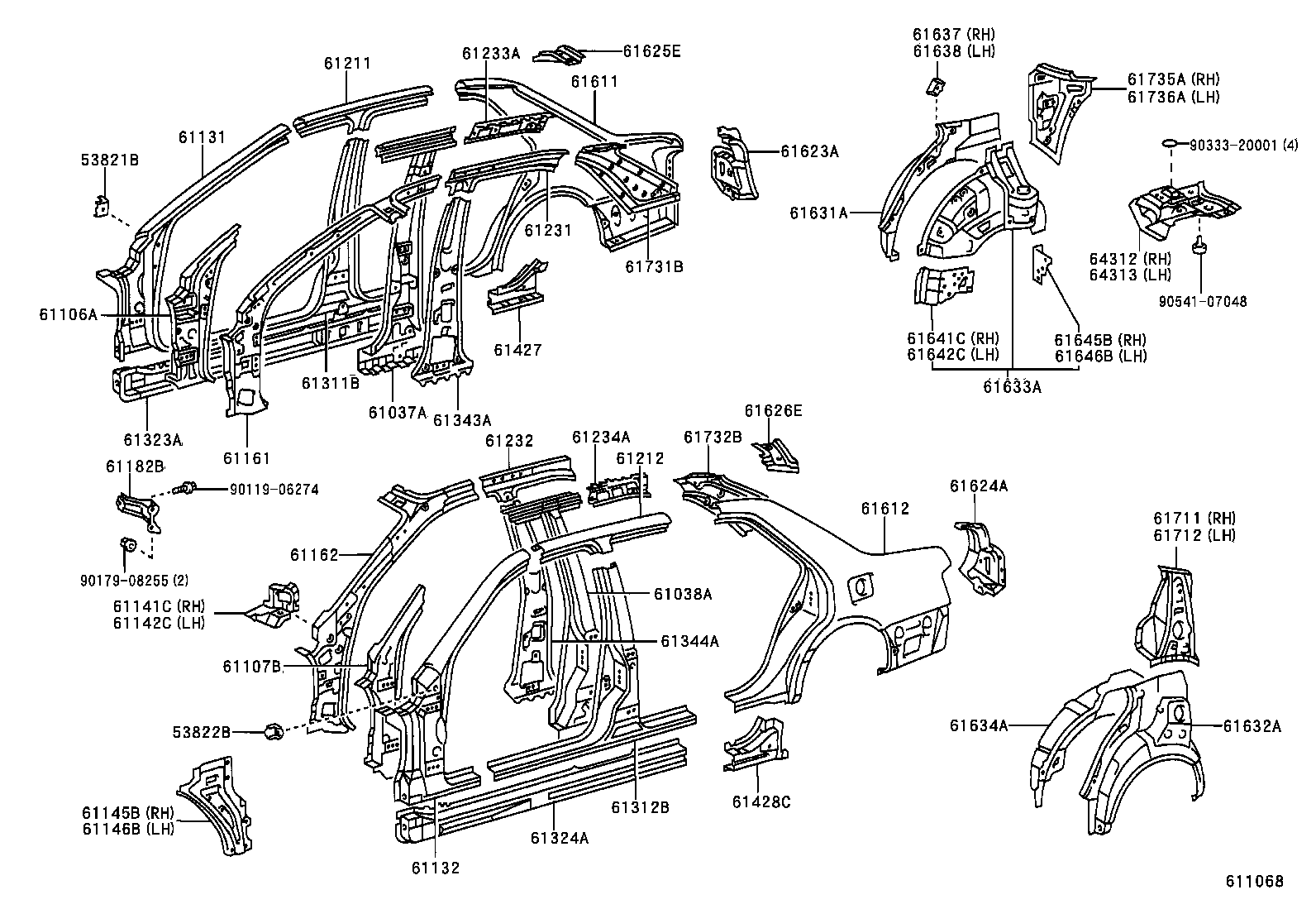 61344-30210 PILLAR, CENTER BODY, INNER LH product image