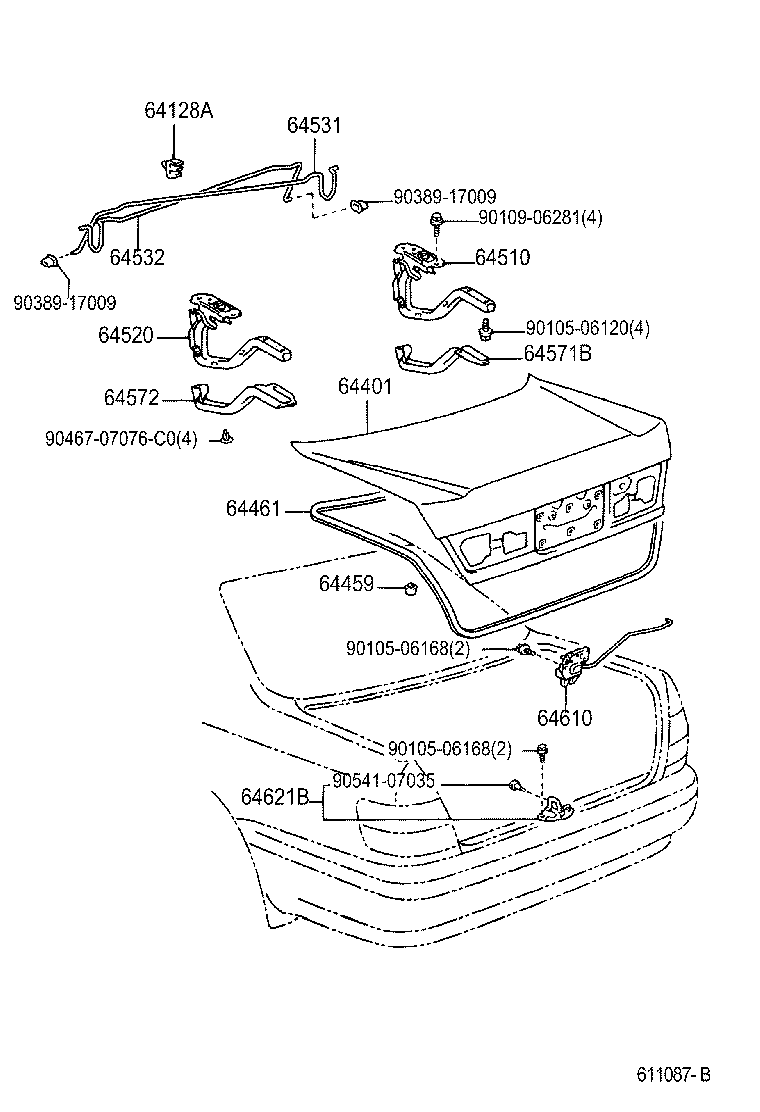 64532-30280 BAR, LUGGAGE DOOR HINGE TORSION, LH product image