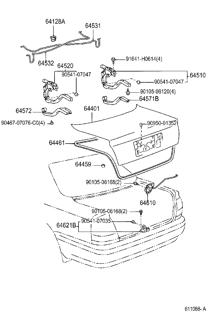 64532-30280 BAR, LUGGAGE DOOR HINGE TORSION, LH product image