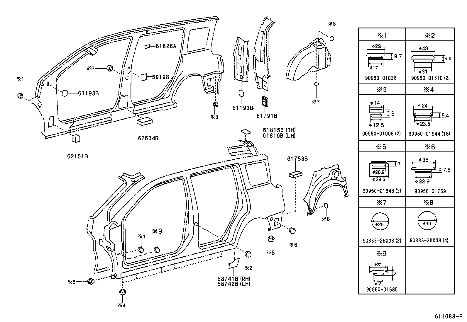 61824-52040 COVER, FRONT PILLAR SERVICE HOLE product image