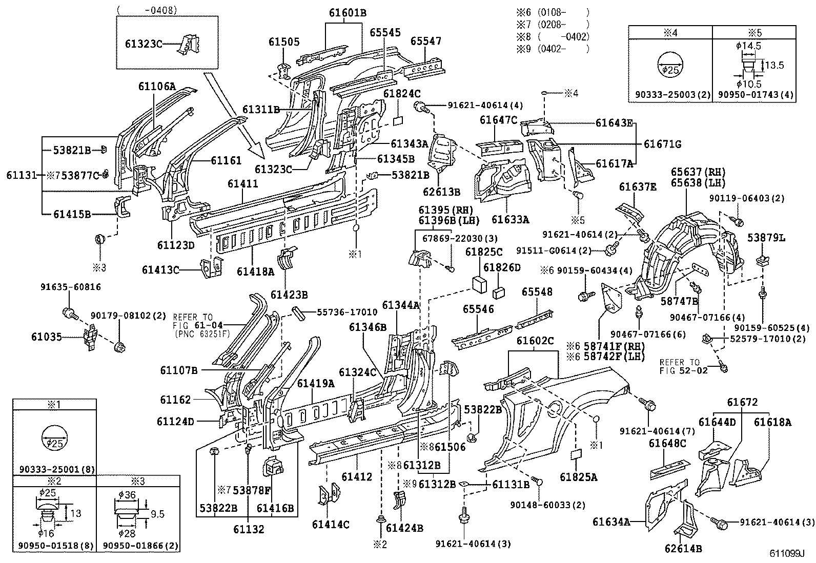 61601-17190 PANEL SUB-ASSY, QUARTER, RH product image