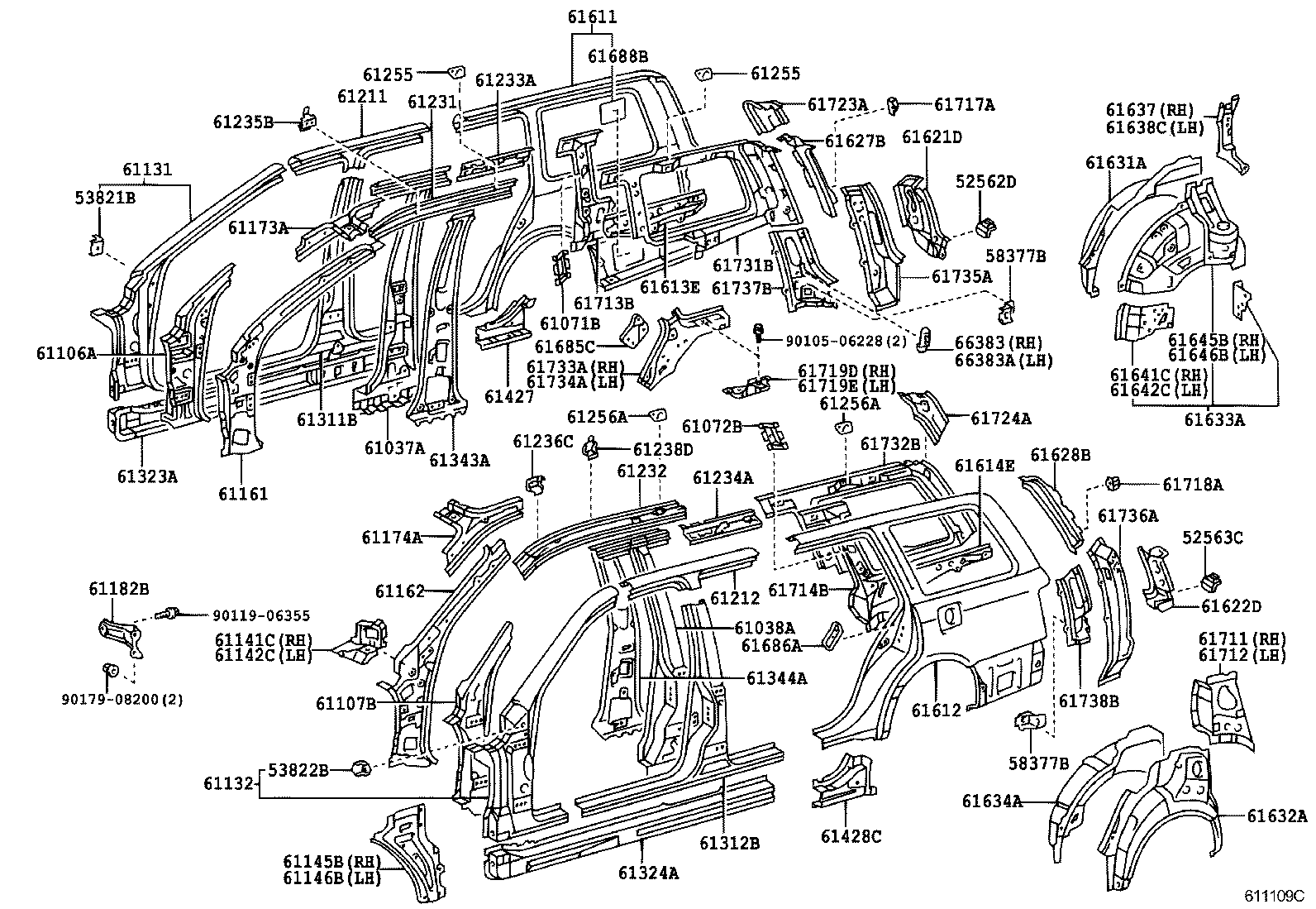 61622-31010 TROUGH, BACK DOOR OPENING, LH product image