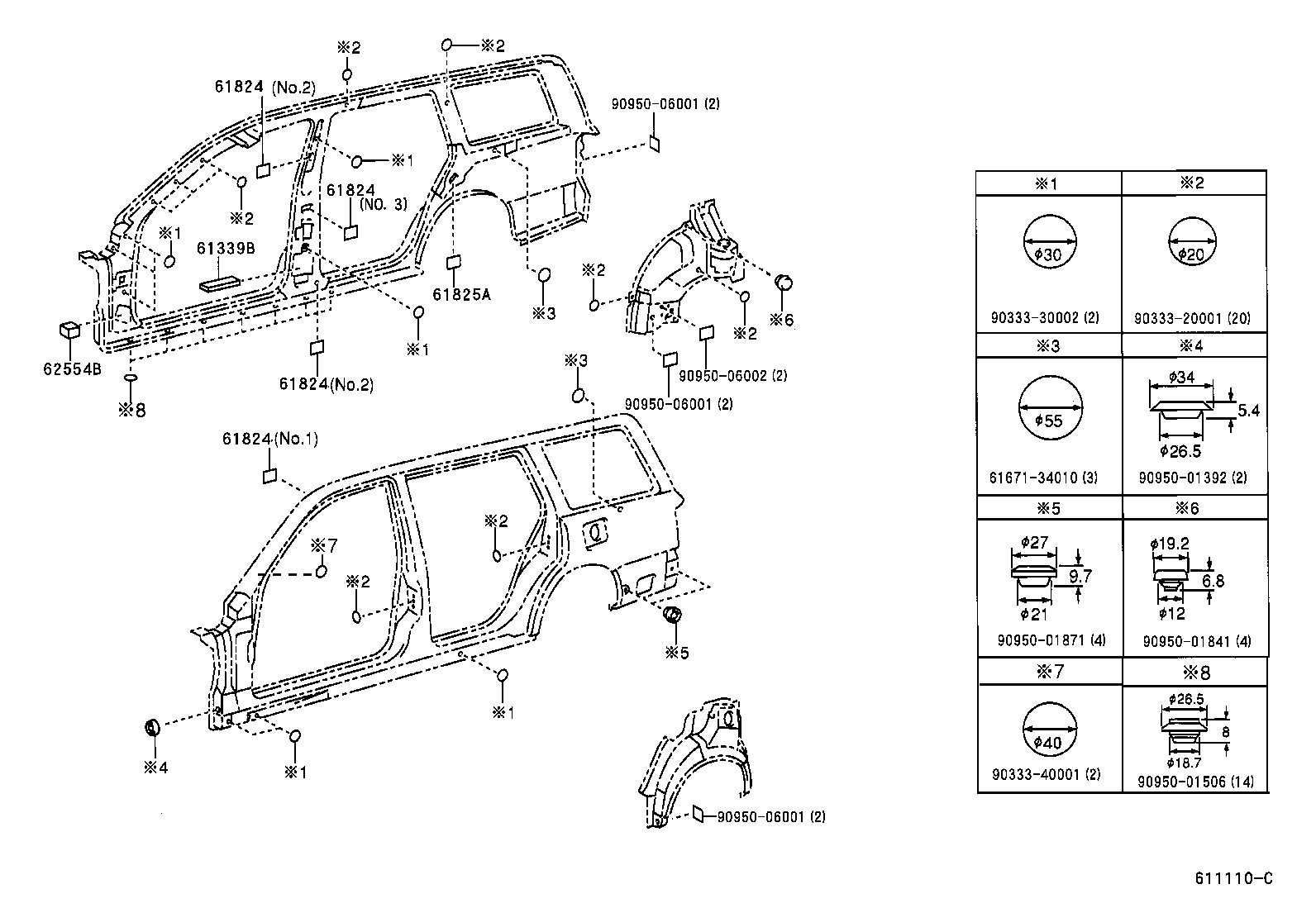 61622-31010 TROUGH, BACK DOOR OPENING, LH product image