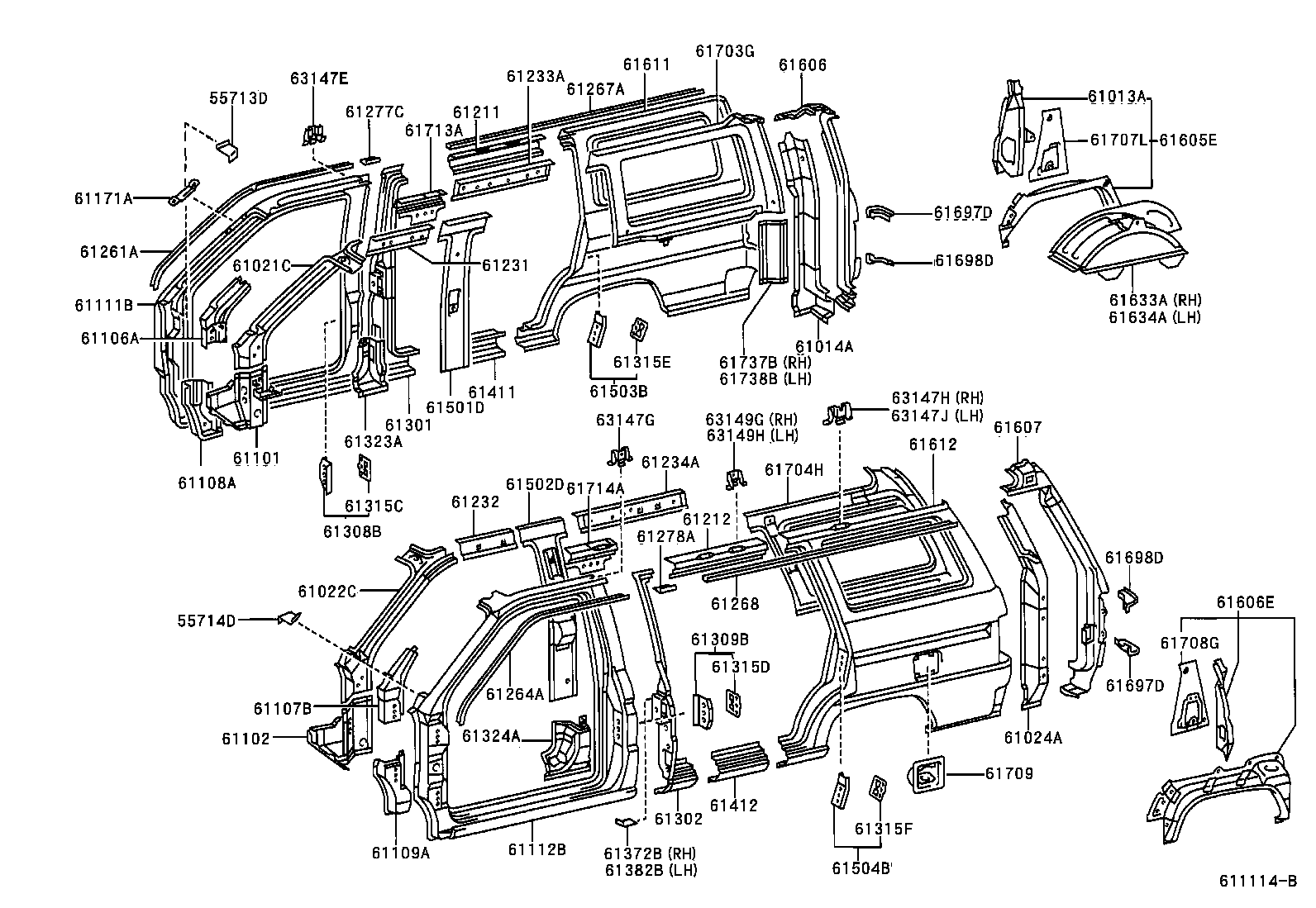 61014-0B010 PILLAR SUB-ASSY, NO.4 RH product image