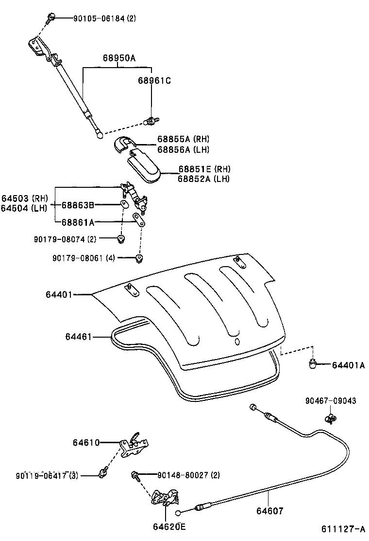 68810-52011 ARM SUB-ASSY, LUGGAGE COMPARTMENT DOOR HINGE, RH product image