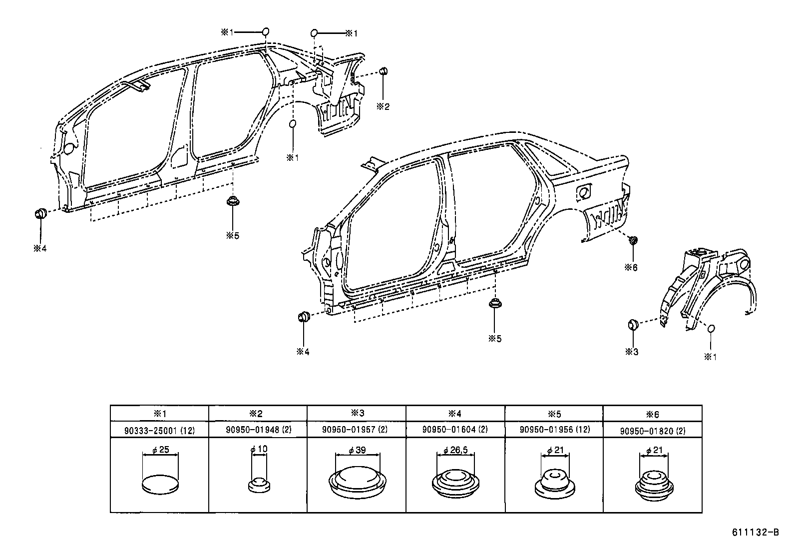 61161-AC021 PILLAR, FRONT BODY, UPPER INNER RH product image