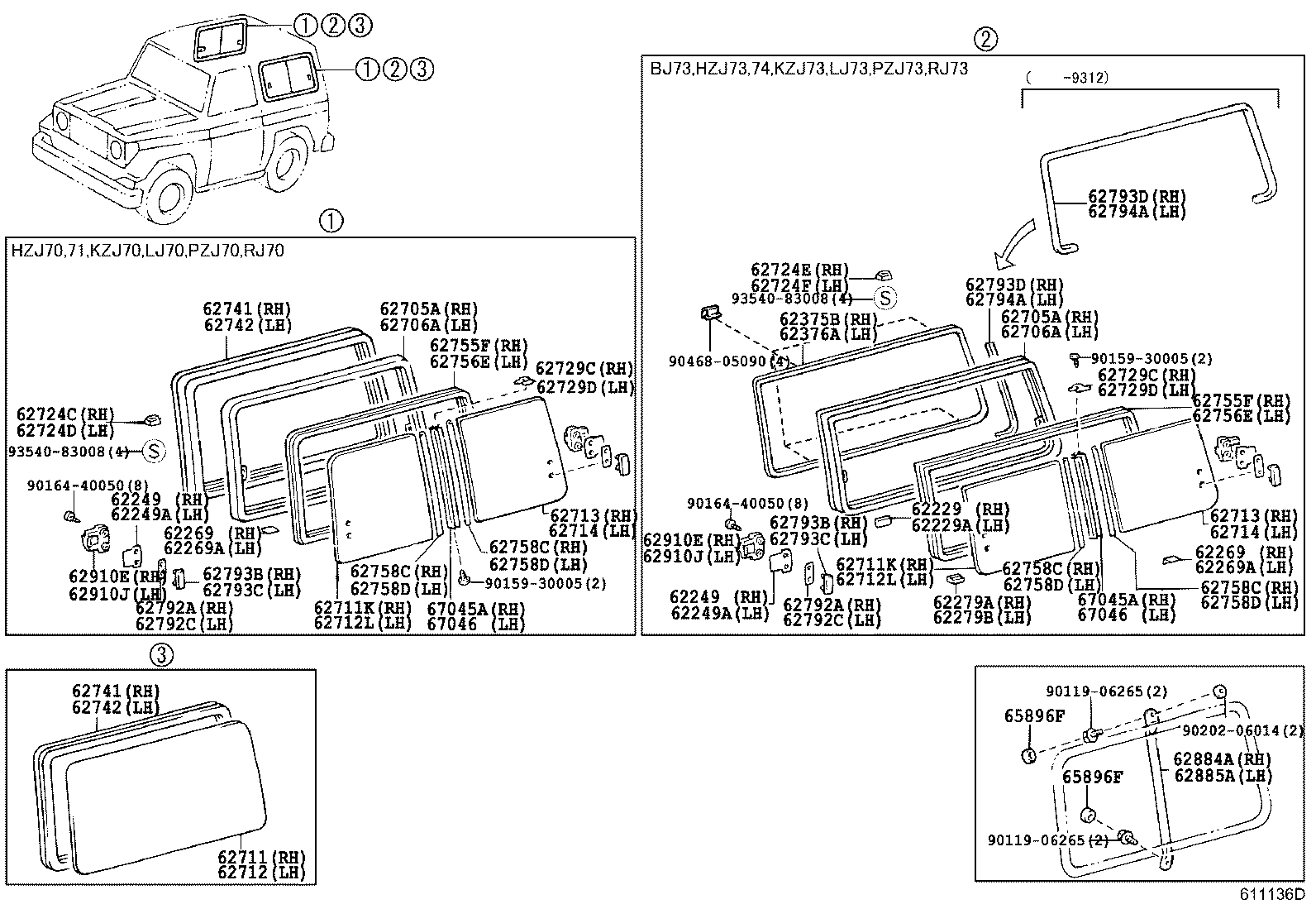62720-60080 GLASS, QUARTER WINDOW, LH product image