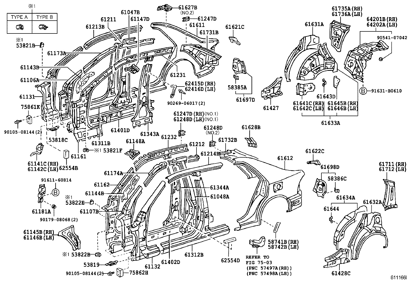 Toyota 61232-53040 RAIL, ROOF SIDE, INNER LH