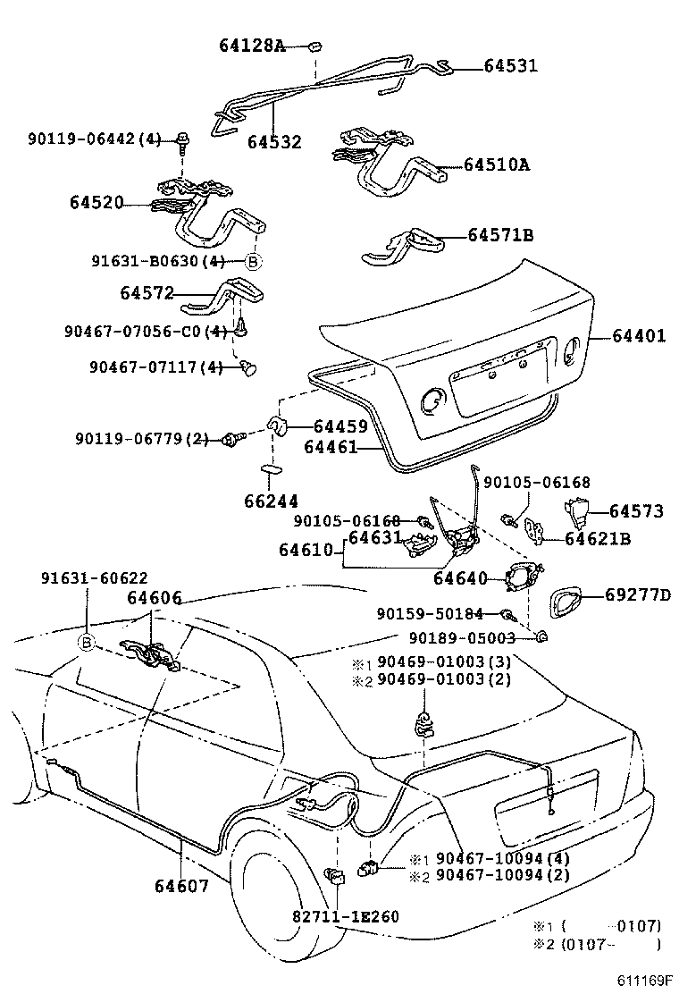 Toyota 66244-53010 PROTECTOR, REAR BODY, NO.2