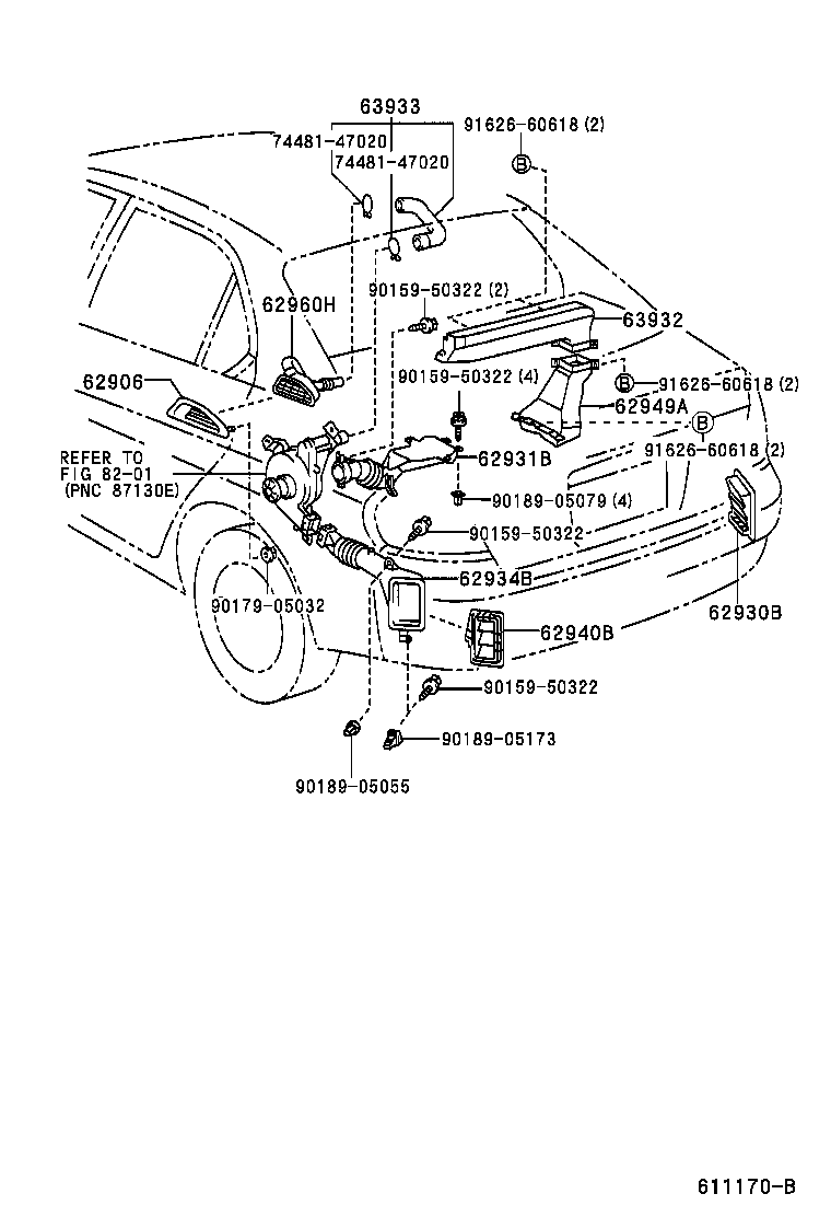 Toyota 62934-47020 DUCT, QUARTER VENT, INNER LH