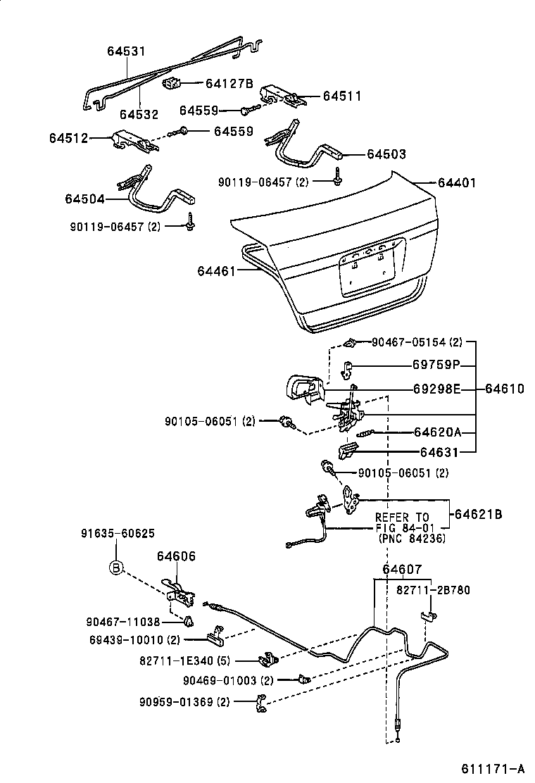 Toyota 64606-33010 LEVER SUB-ASSY, LUGGAGE DOOR LOCK OPEN