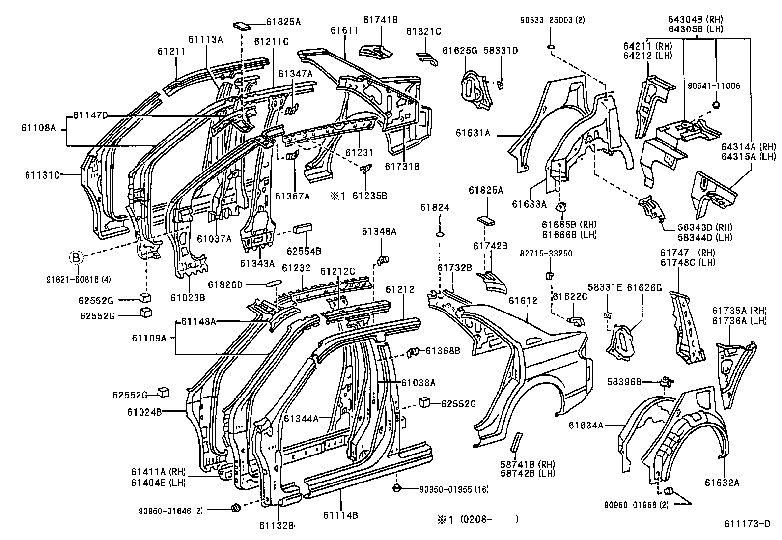 Toyota 61232-47010 RAIL, ROOF SIDE, INNER LH
