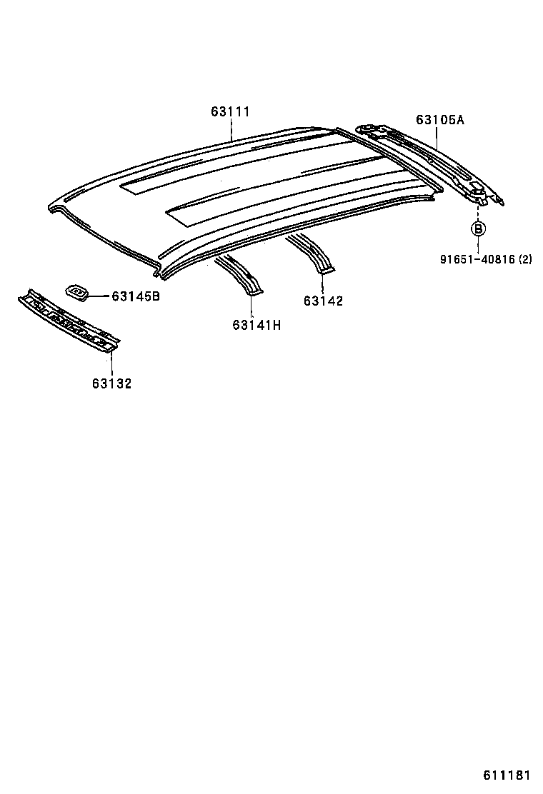 63142-12900 REINFORCEMENT, ROOF PANEL, NO.2 product image