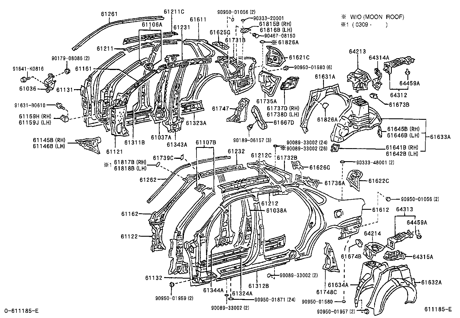61815-41010 COVER, ROOF SIDE, INNER UPPER RH product image