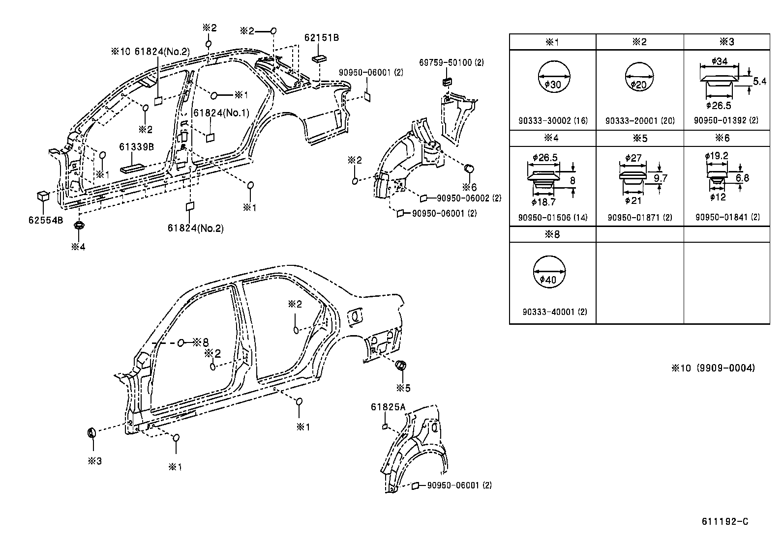 61622-31010 TROUGH, BACK DOOR OPENING, LH product image