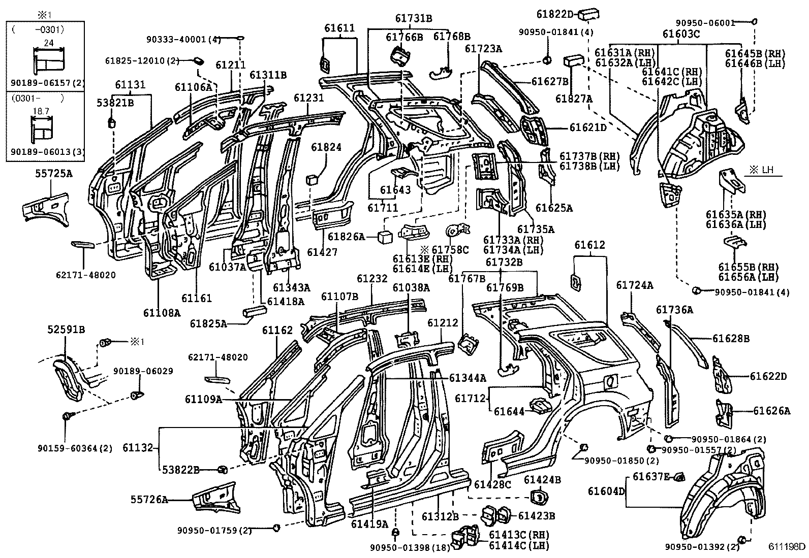 61311-48010 PILLAR, CENTER BODY, OUTER RH product image