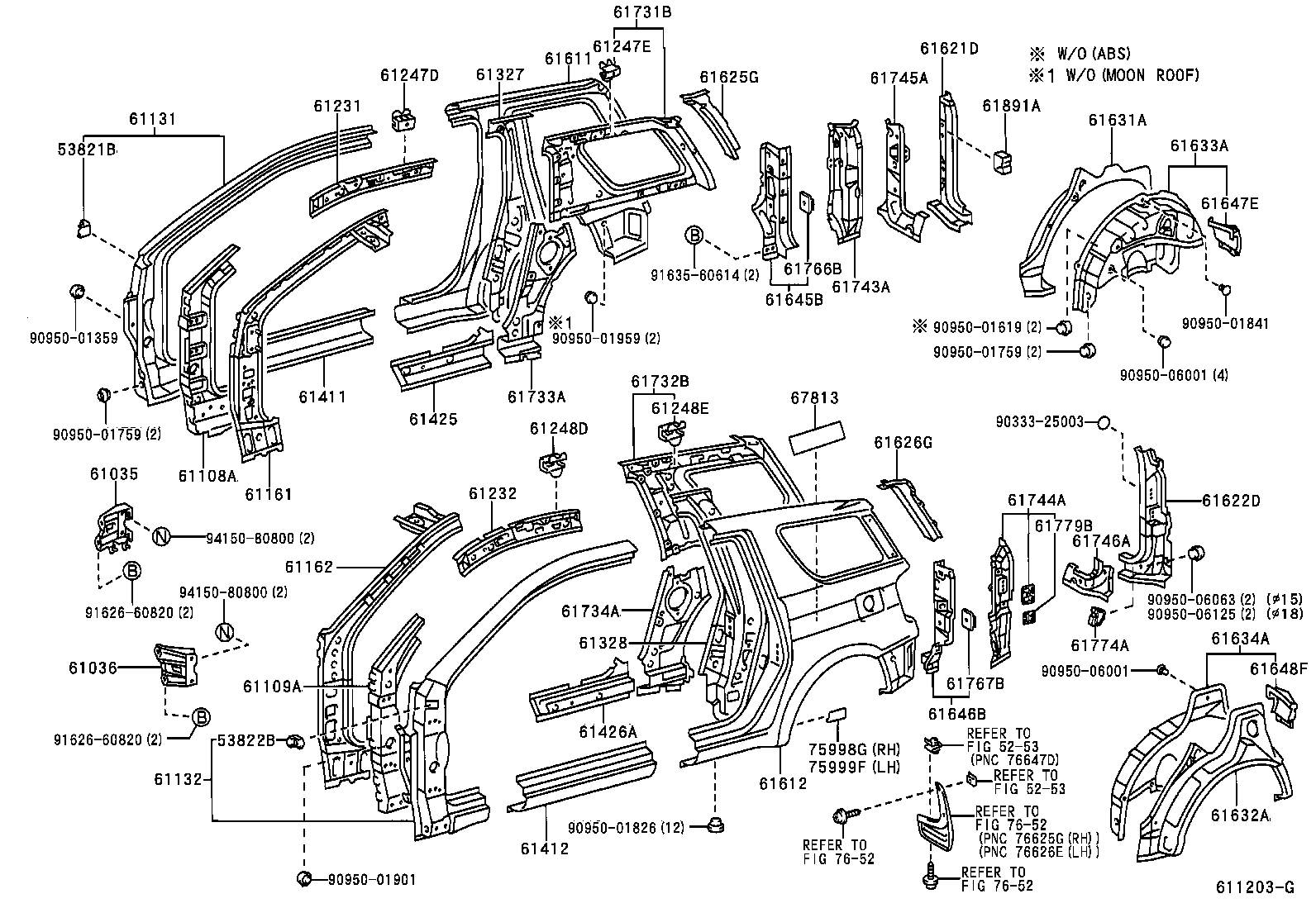 61341-42900 PILLAR, CENTER BODY, INNER UPPER RH product image