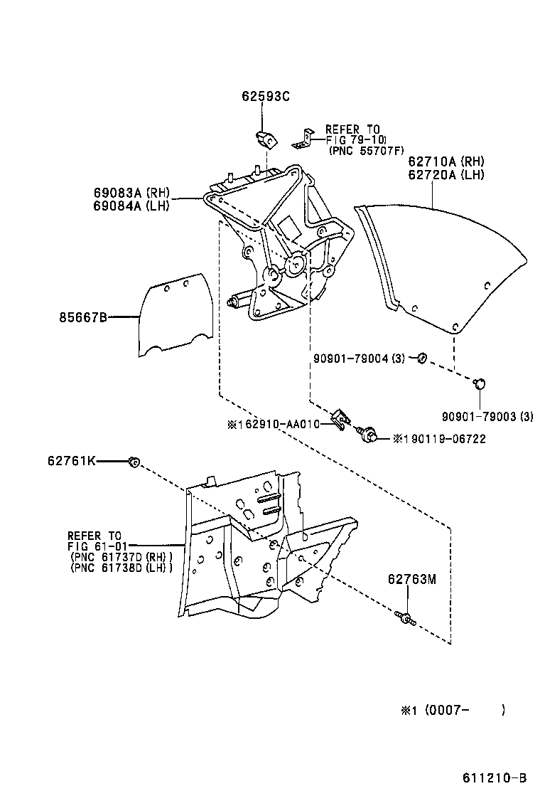 Toyota 62720-AA040 WINDOW ASSY, QUARTER, LH