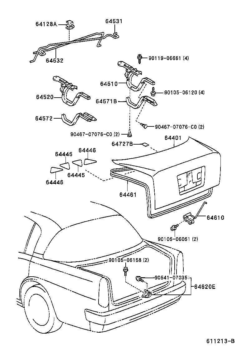 64520-51010 HINGE ASSY, LUGGAGE COMPARTMENT DOOR, LH product image