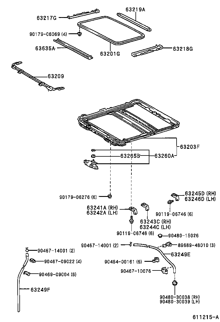 63241-48010 BRACKET, SLIDING ROOF HOUSING FRONT MOUNTING, RH product image