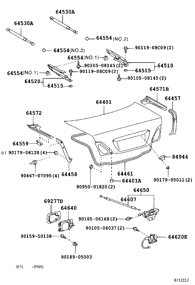 Toyota 64515-50020 PAD, LUGGAGE DOOR HINGE
