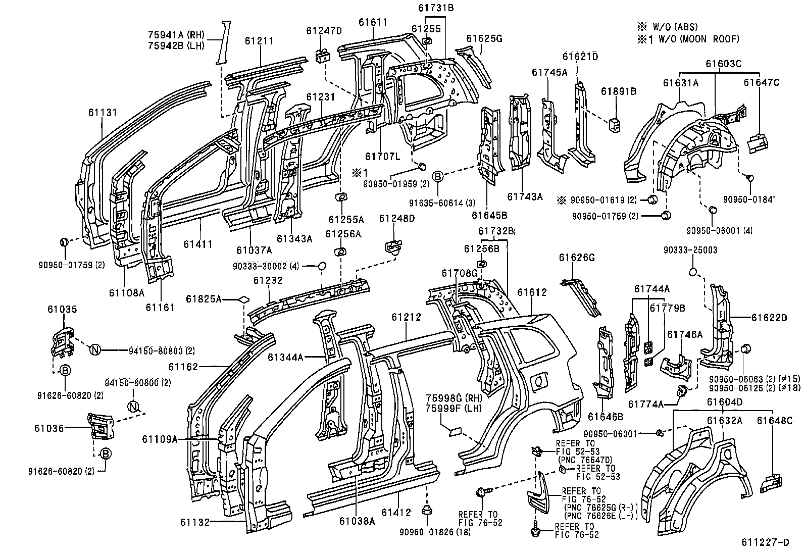 Toyota 61232-42120 RAIL, ROOF SIDE, INNER LH