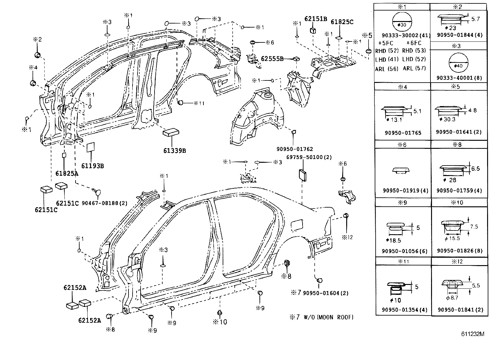 61339-50030 SEAL, CENTER BODY PILLAR, INNER NO.1 product image