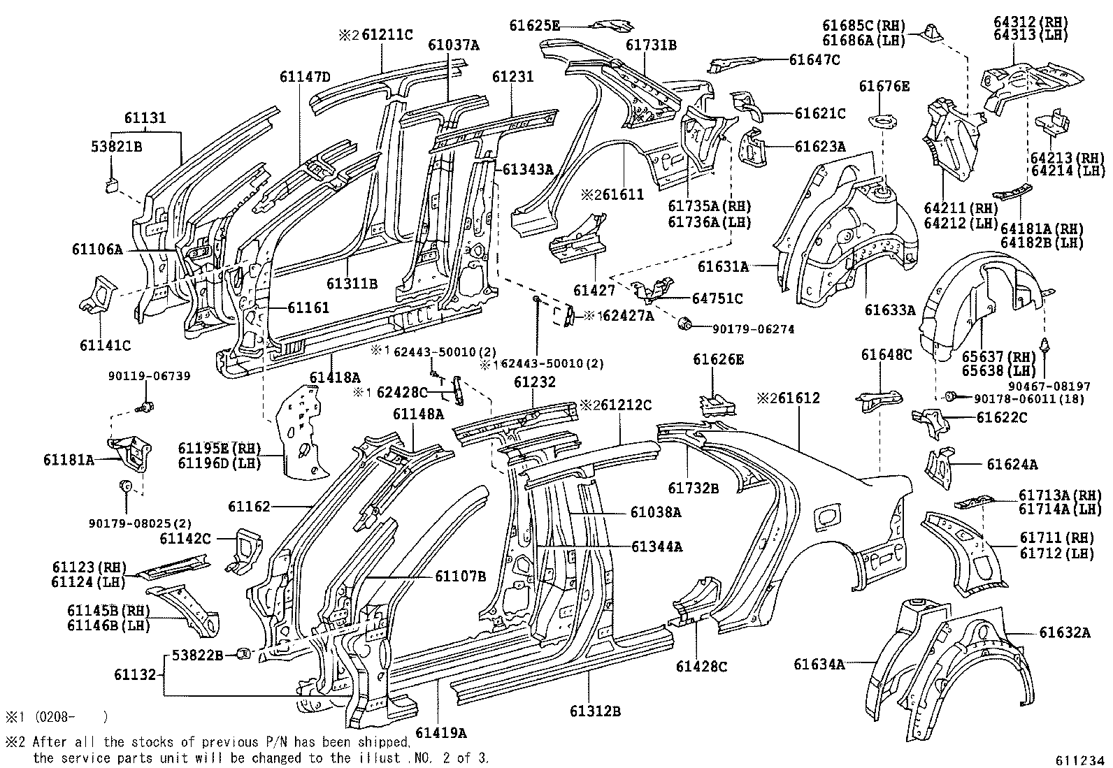 Toyota 61202-50010 RAIL, ROOF SIDE, INNER LH
