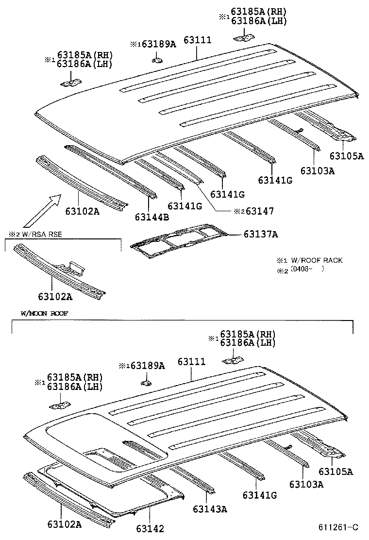 Toyota 63143-0C010 REINFORCEMENT, ROOF PANEL