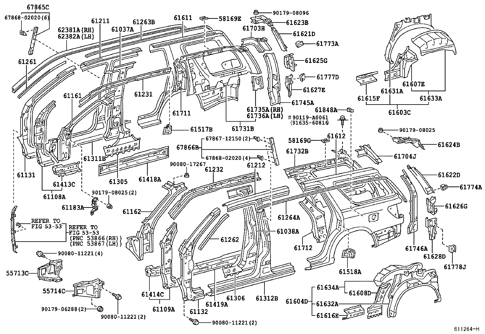 Toyota 61232-34021 RAIL, ROOF SIDE, INNER LH