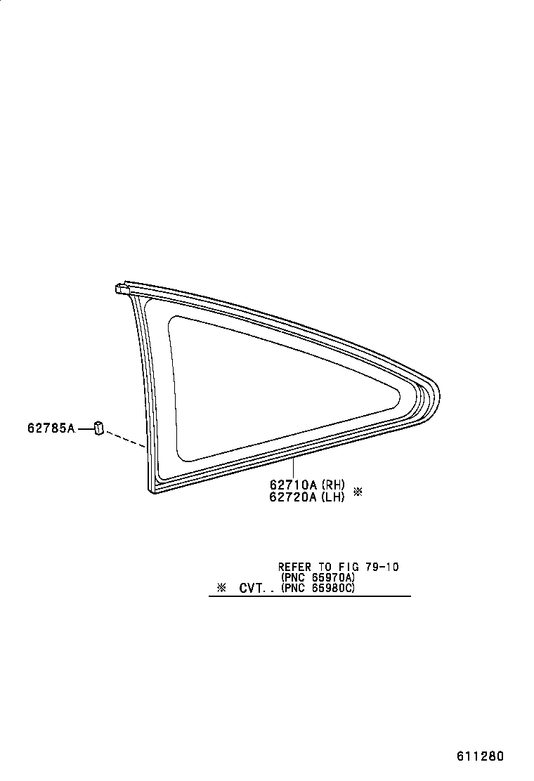 62720-16360 WINDOW ASSY, QUARTER, LH product image