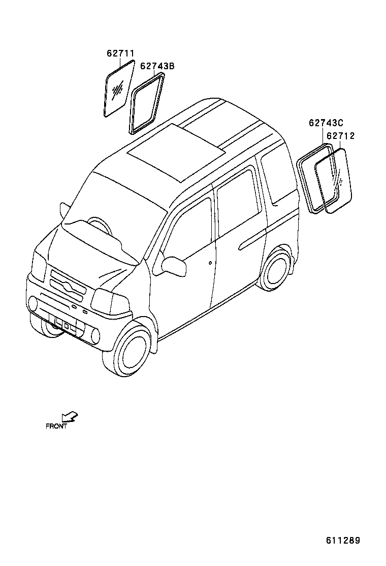 62712-97504 GLASS, QUARTER WINDOW, LH product image