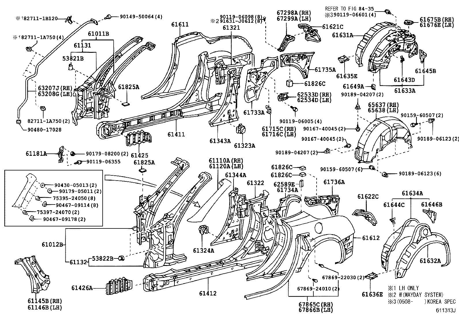 Toyota 61633-24904 PANEL, QUARTER WHEEL HOUSE, INNER RH