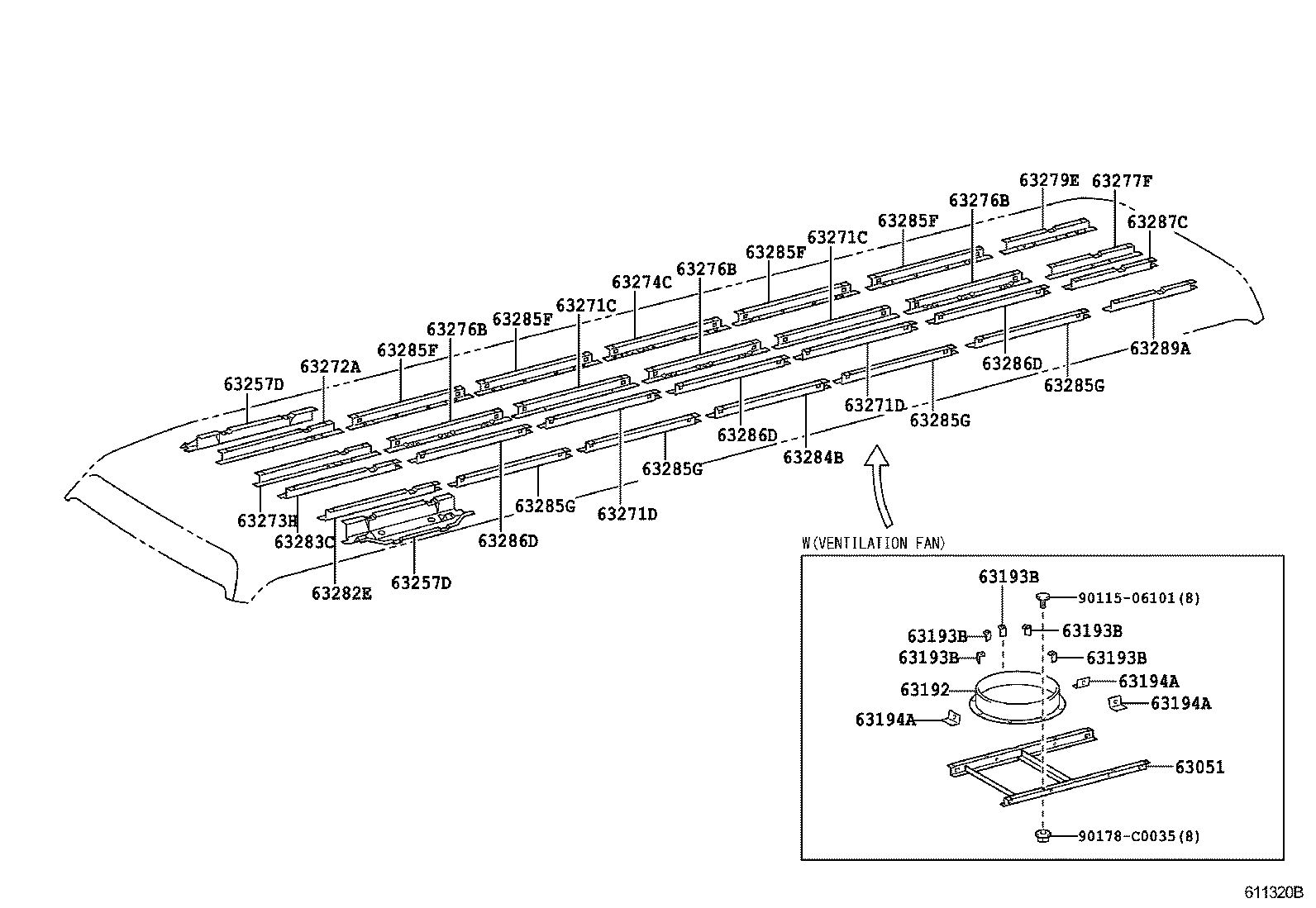63141-36090 REINFORCEMENT, ROOF PANEL, NO.1 product image