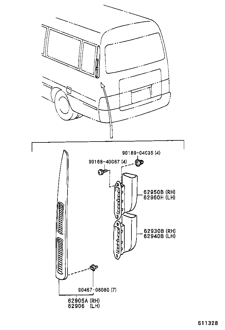62930-36020 DUCT ASSY, QUARTER VENT, RH product image