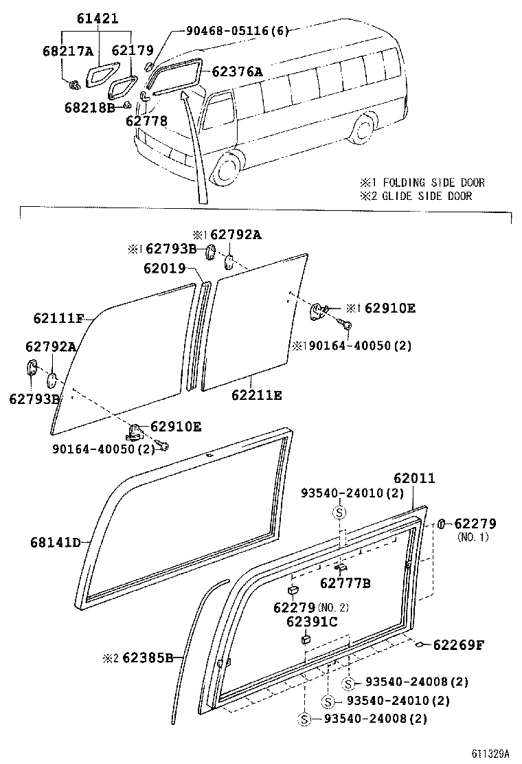 62073-36071 WINDOW ASSY, SIDE, REAR RH product image