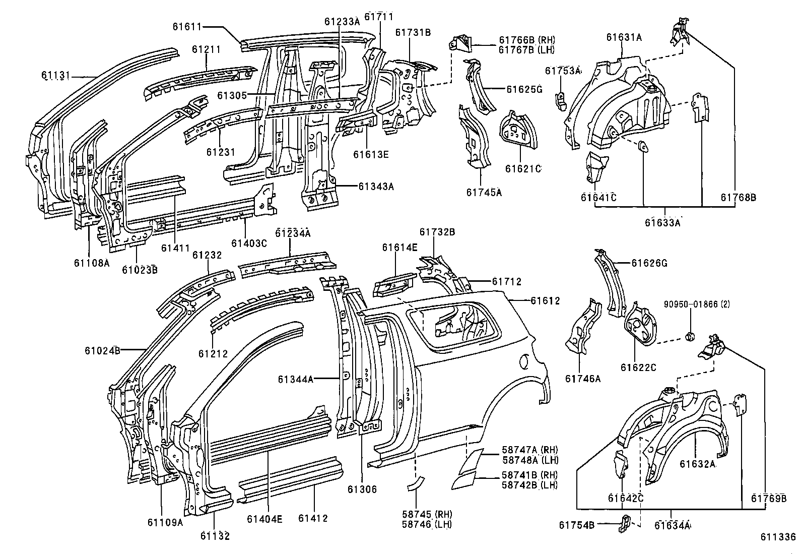 61344-0D901 PILLAR, CENTER BODY, INNER LH product image
